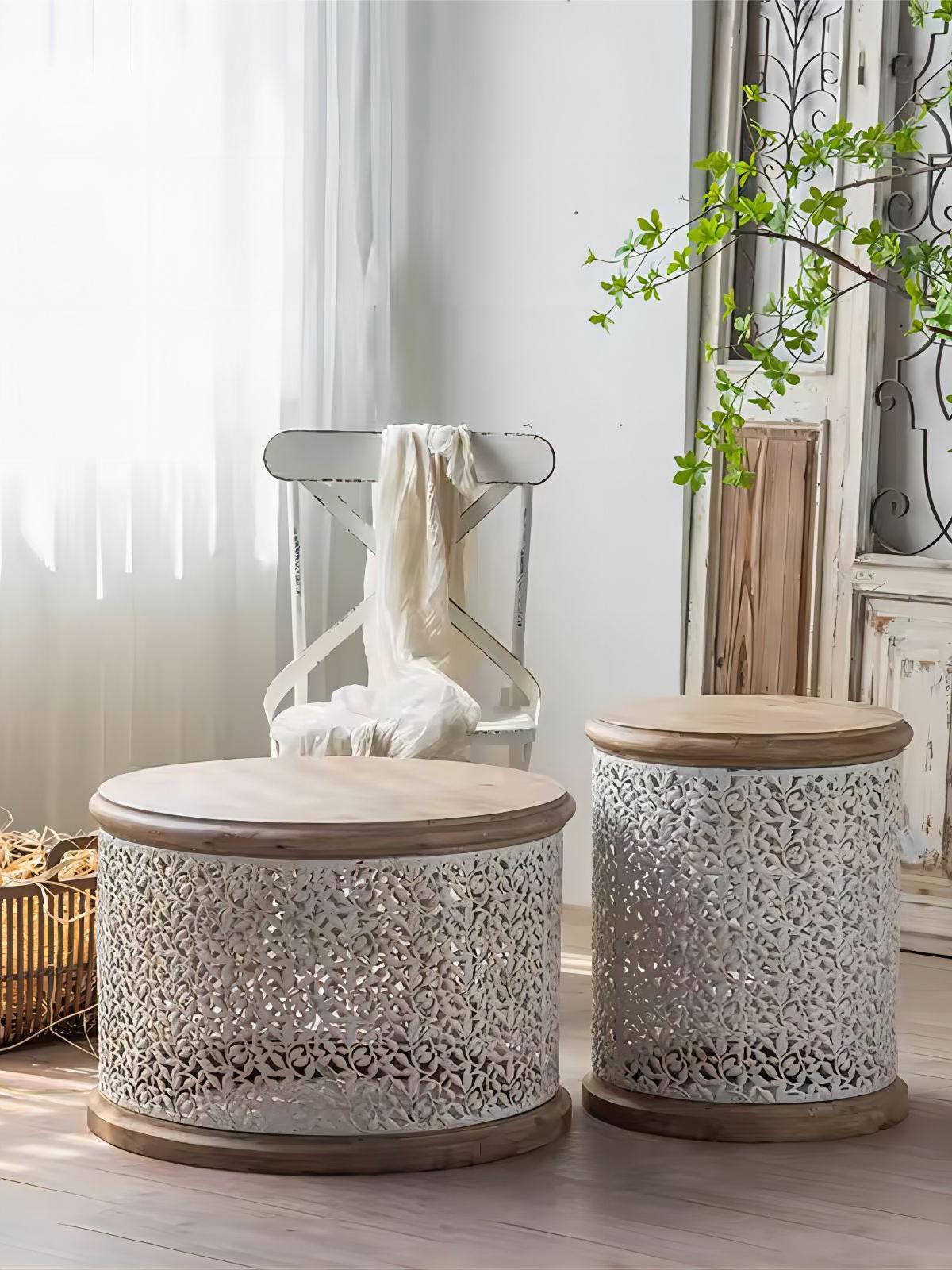 Retro White Round Coffee Table