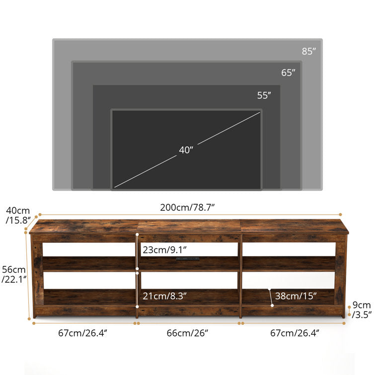 78.7'' W Media Console with Outlets for TV up to 85''