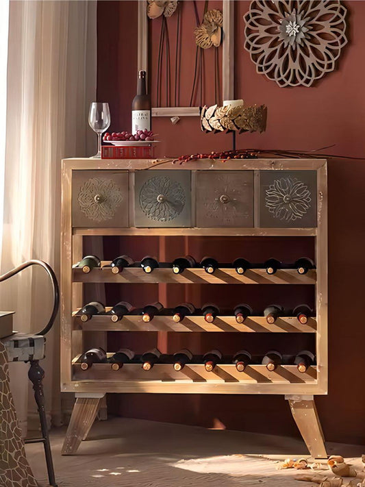 Vintage Storage Rack Wine Storage Cabinet 3 Layers Wine Rack