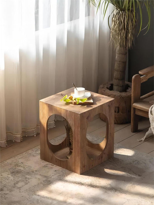 Modern Simple Environmental Protection Four-sided Hollow Tea Table Square Solid Wood Coffee Table