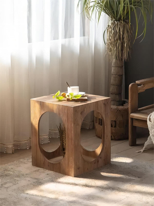 Modern Simple Environmental Protection Four-sided Hollow Tea Table Square Solid Wood Coffee Table