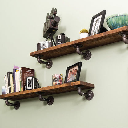 2 Piece Solid Wood Floating Shelf (Set of 2)