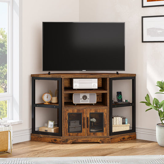 47'' Corner TV Stand with Media Storage for TVs up to 50'' for Living Room