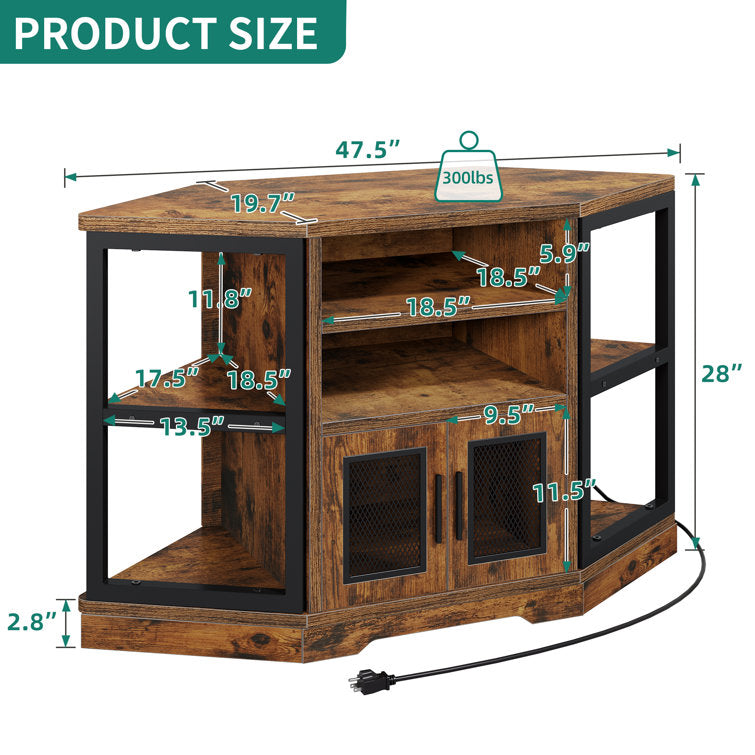 47'' Corner TV Stand with Media Storage for TVs up to 50'' for Living Room